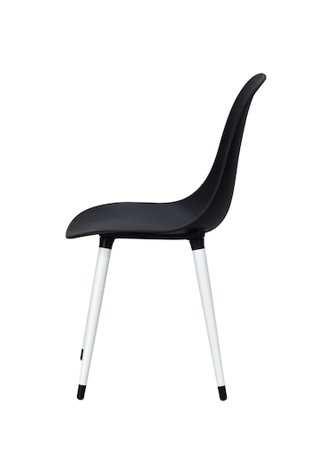 Vilinze Eames Beyaz Ahşap Ayak Plastik Siyah Sandalye