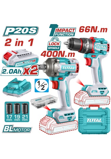 Total TCKLI20275E Darbeli Matkap + Somun Sökme Makinesi Set