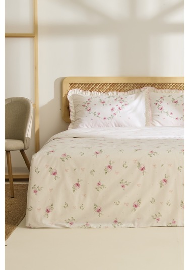 Kaşmir Home Pure Lov %100 Pamuk Çift Kişilik Nevresim Takımı Rose Rose