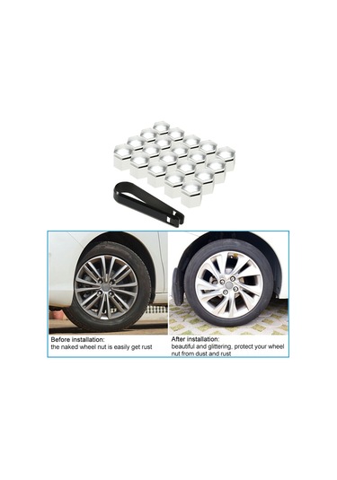 Suofeng Vauxhall Opel Jant Somun Kapakları 19mm İç Çap 24mm Yükseklik Abs+krom 20 Adet + 1 Araç Seti