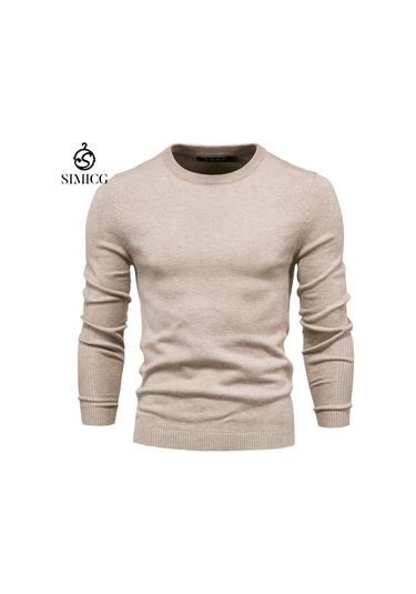 Yeni Sonbahar Ve Kış Günlük Düz Renk Kazak Erkek Süveteri Haki