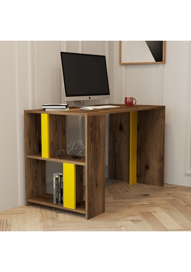 Variant Lima Çalışma Masası Ve Kitaplık Takımı - Ceviz / Sarı Ceviz