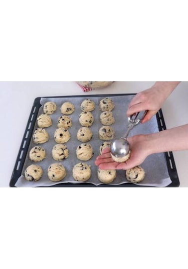 Lovyco Çelik Lüx Top Şeklinde Dondurmakurabiye Kaşığı Gümüş