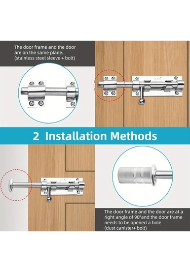 Lumaworld Silvery 11.6in Paslanmaz Çelik Sürgü Kapı Mandalı İç Ve Dış Mekan Kullanımı