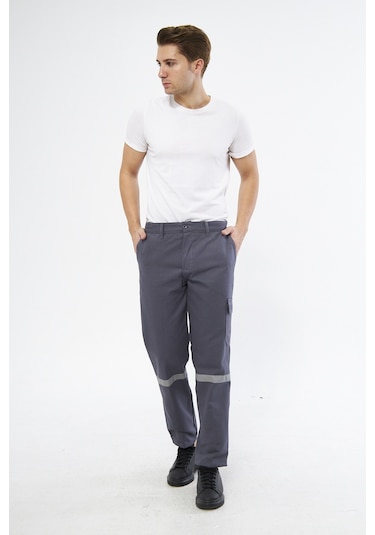 Pantolon 16/12 Gabardin %100 Pamuk Reflektörlü Kargo Cepli Gri Ya
