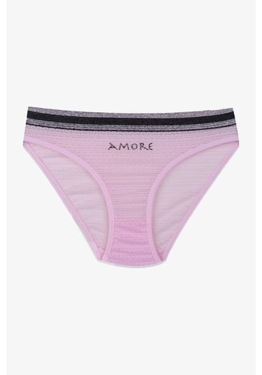 Kadın 3'lü Dantelli - Baskılı Külot 20820 Pembe