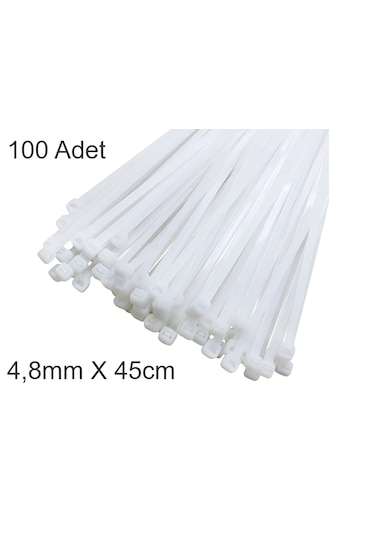 Beyaz Plastik Cırt Kelepçe 4.8x45cm Kablo Bağı Elektrik Kablosu 1