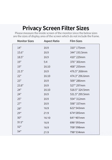 Vkemall 14" 16:9 Dizüstü Bilgisayar Gizlilik Filtresi - Göz Korumalı, Yönlü Görüntü Engeli, Mat/parlak Çift Taraflı Ekran Koruyucu Filmi