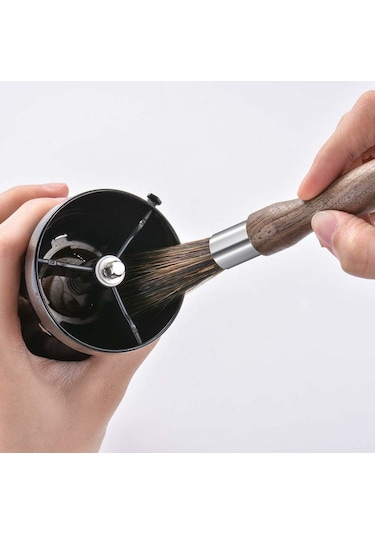 Jeemson Espresso Makinesi Ve Kahve Değirmeni Temizleme Fırçası - Doğal Yaban Domuzu Tüyü, Ceviz Ağacı Kolu Ve Deri Askı Ile Profesyonel Kullanım Çok Renkli