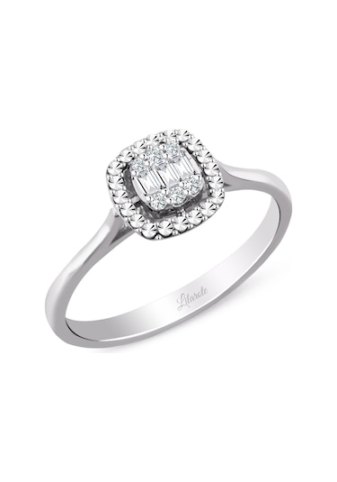 Modern Tasarım 0.08 Ct Baget Kare Tektaş Yüzük