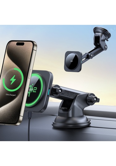 15w Qi2 Kablosuz Araç Şarj Cihazı Halolock - Siyah