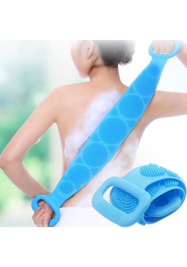 Ecoform Çift Taraflı Silikon Banyo Sırt Kesesi Duş Lifi Mavi