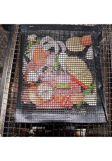 Homyl Açık Barbekü Izgara Örgü Çanta Yapışmaz Isıya L Siyah