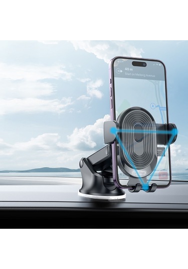Go Des Gd-hd353 360 Derece Dönebilen Vakumlu Tasarım Araç İçi Telefon Tutucu Siyah Siyah