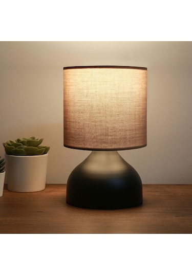 Milano Metal Gövdeli Abajur Kahve Kumaş Başlık Yatak Odası Salon Cafe Aydınlatma Çok Renkli