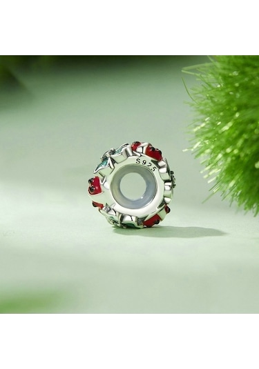 Fastbuy S925 Ayar Gümüş Zirkon Uğur Böceği Yonca Boncuk, Renkli Dıy Takı, Şanslı Kolye Çok Renkli