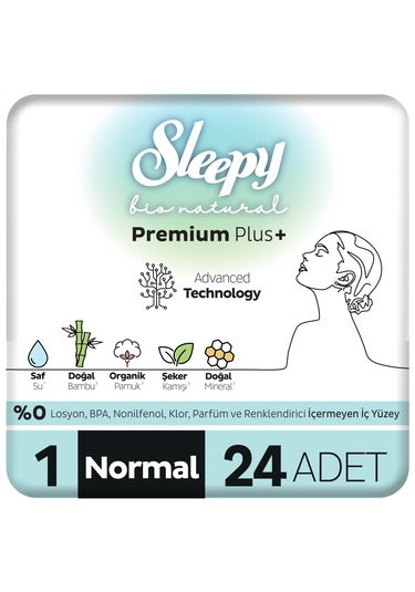 Sleepy Bio Natural Premium Plus Hijyenik Ped Normal 24 Adet Ped