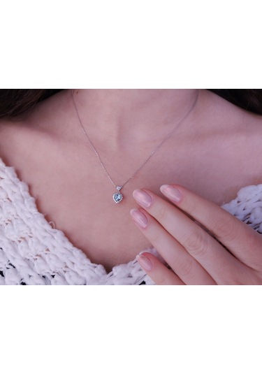 Sirius Pırlanta ve Kalp Mavi Topaz Taşlı Anturaj Kolye 0815P0068