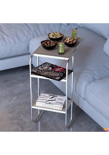 Modilayn C Yan Sehpa Dar Boy Tekerlekli Çalışma, Atıştırmalık, Yemek, Laptop Sehpası Cordoba Cordoba