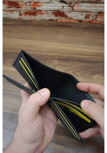 Erkek Cüzdan Klasik Model 10 Kart Cepli Modern Tasarım Siyah Renk Siyah