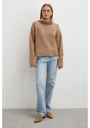 Yüksek Bel Straight Fit Jean Buz Mavisi Buz Mavisi