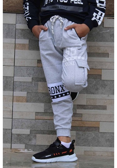 Gri Fermuar Cepli Eşofman Altı Gri