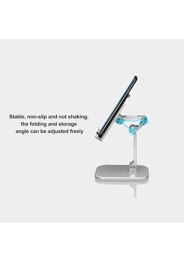 Maiyame Yeşil Plastik-alloy Masaüstü Tutucu, 7.9 İnç Telefon Ve Tablet İçin Katlanabilir, Yükseklik-açı Ayarlanabilir, Dikey-yatay Kullanıma Uygun, Silikon Koruma, Şarj Kablunu Engellemez