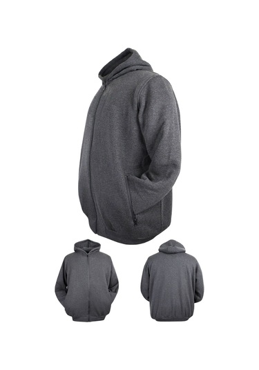 Erkek Büyük Beden 105 - 185 Kilo Arası İçin Uygun Kapüşonlu 3 İplik Şardonlu Kışlık Kalın Sweat Mont Füme Erkek Büyük Beden 105 - 185 Kilo Arası İçin Uygun Kapüşonlu 3 İplik Şardonlu Kışlık Kalın Sweat Mont Füme