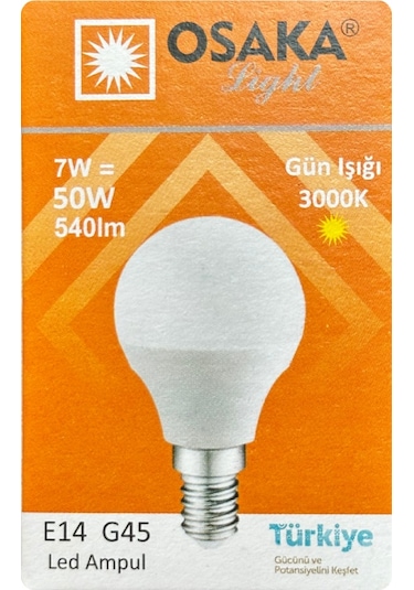 6 Adet Osaka 7w 50w Sarı Işık E14 Duylu İnce Duy Led Mini Ampul