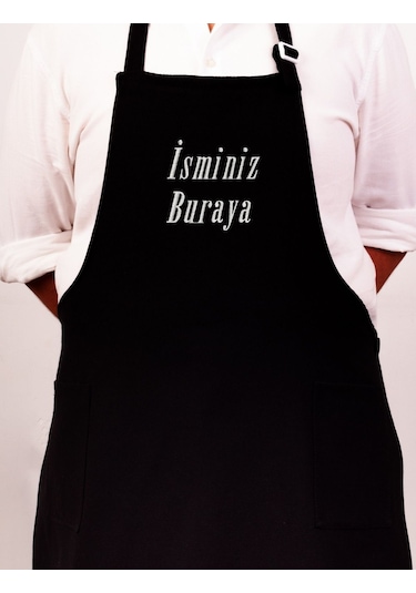 Mutfak Önlüğü Kişiye Ve İsme Özel Nakışlı Mutfak Önlüğü Sade Farklı Renkler Siyah