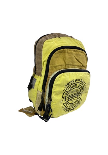 Kaliteli Vintage Disayn Sırt Gezi Çantası New Patchwork 5017 Gri - Sarı