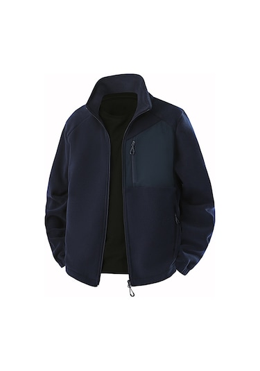 Erkekler İçin Yeni Dik Yakalı Kalınlaştırılmış Dış Mekan Sıcak Polar Ceket Gri