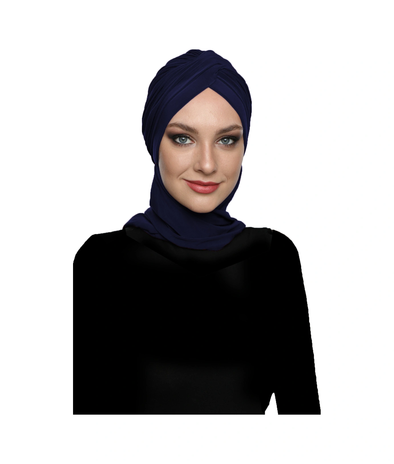 Çapraz W Atkılı Lacivert Hazır Türban Tesettür Bone Lacivert