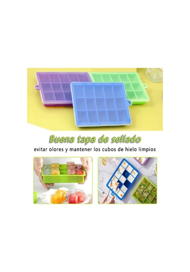 Teltree 15 Lü Silikon Buz Kabiği, Kapaçklı Buzluk, Pastry Ve Çikolata Kalıbı, Bebek Yemeği Kutusu - Isı Dirençli, Kolay Çıkarım Mavi/mor/yeşil Çok Renkli