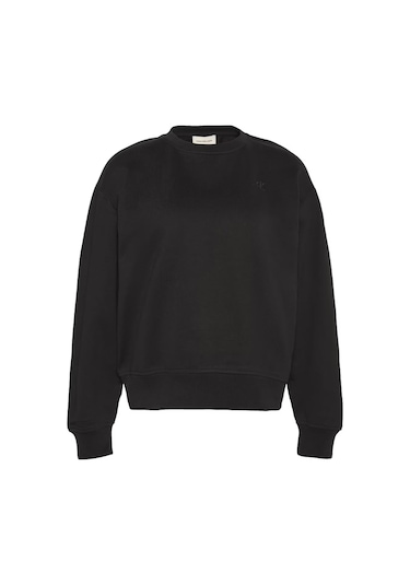 Kadın Rahat Kalıp Bisiklet Yaka Sweatshirt - Siyah Black