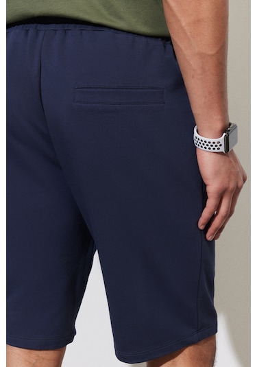 Ac&Co / Altınyıldız Classics Erkek Lacı Standart Fit Normal Kesim Pamuklu Cepli Esnek Örme Şort Lacivert