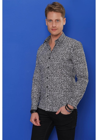 G 1541 Slim Fit Siyah Klasik Gömlek Siyah