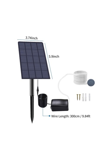 Pazly 2w Takmalı Solar Oksijen Pompası - Balık Tankı Oksijenatör Cihazı