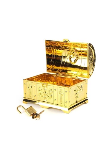 Trendooze Antik Korsan Kilit Anahtar Hazinesi 14x10x9.5cm Gümüş Eşarfi Gümüş