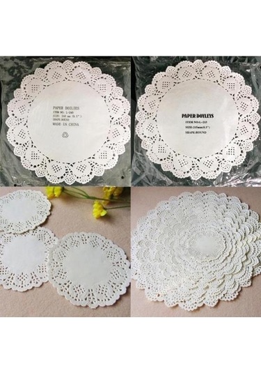 100 Adet Yuvarlak Kağıt Dantel Danteller Kek Placemat Parti Düğün Pişirme Dekorasyon 10.5inch Beyaz