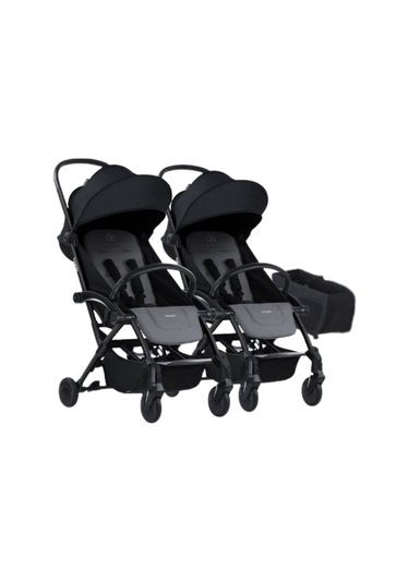 Bumprider Connect³ İkiz Bebek Arabası / Black - Grey Melange & Yan Düzenleyici Çanta Hediyeli