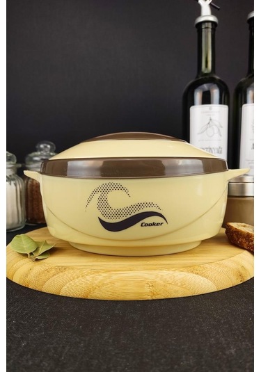 Digithome Paslanmaz Çelik Hazneli Yemek Termosu 1000 ML Bej - Ckr3149