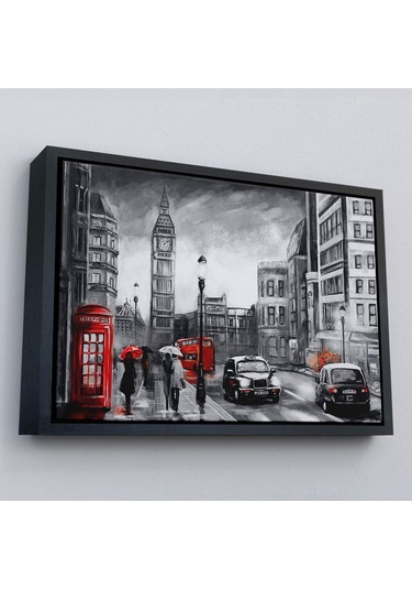 Çerçeveli Ingiltere Londra Yağlıboya Görünüm Dekoratif Tablo-3543