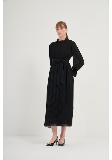 FTZ Women Ftz Plise Şifon Elbise Siyah 31019 Siyah