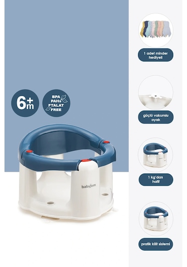 Babyjem Önden Açılır Mama Sandalye Oturağı Ve Minderi - 2 ' Li Set İndigo Mavi