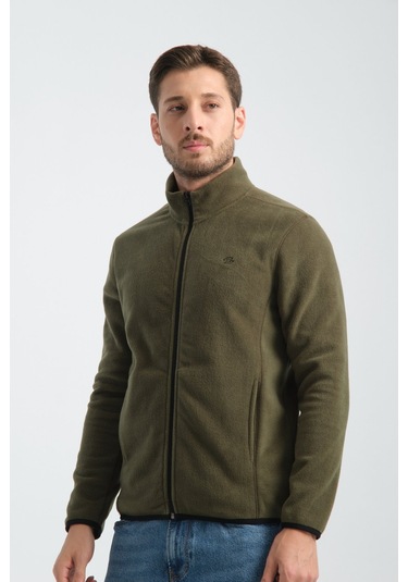 Shooter Sportswear Erkek Polar Sweatshirt Kışlık Standart Fit Outdoor Karyoka Dikiş Detaylı Haki