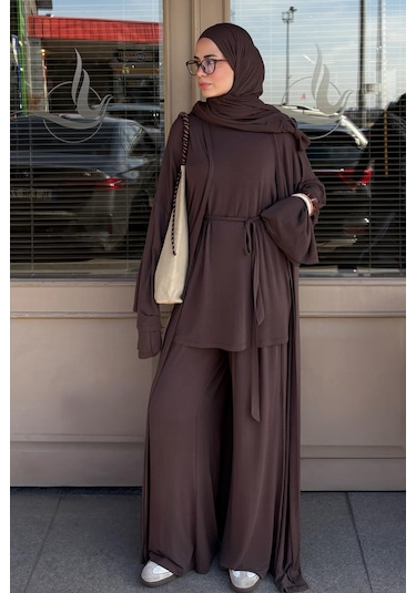 Carell Micro Modal Abaya Kahve Çok Renkli