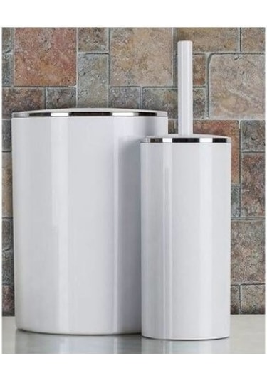Primanova Lenox Beyaz Çöp Kova Tuvalet Fırça Seti Beyaz