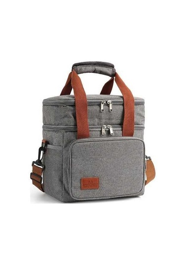 Fortunelane Gri 2 Katlı Isı Saklama Çantası, Su Geçirmez Buzluk, Elden Taşınabilir Öğle Yemeği Çantası Çok Renkli