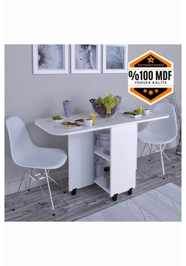 Oval Masa Açılır Katlanır Mdf